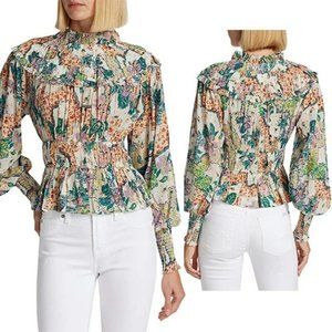 Love The Label Francesca Balloon Floral Top Women's Beltina White Size: XS NWT